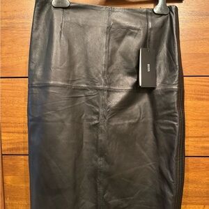 Hugo Boss Black Leather Pencil Skirt